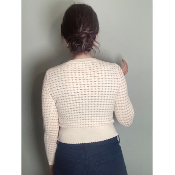 Sandro Cardigan Cropped Sweater Lace Crochet Lovely & Sweet ~ Sz 2 Small - Picture 2 of 10